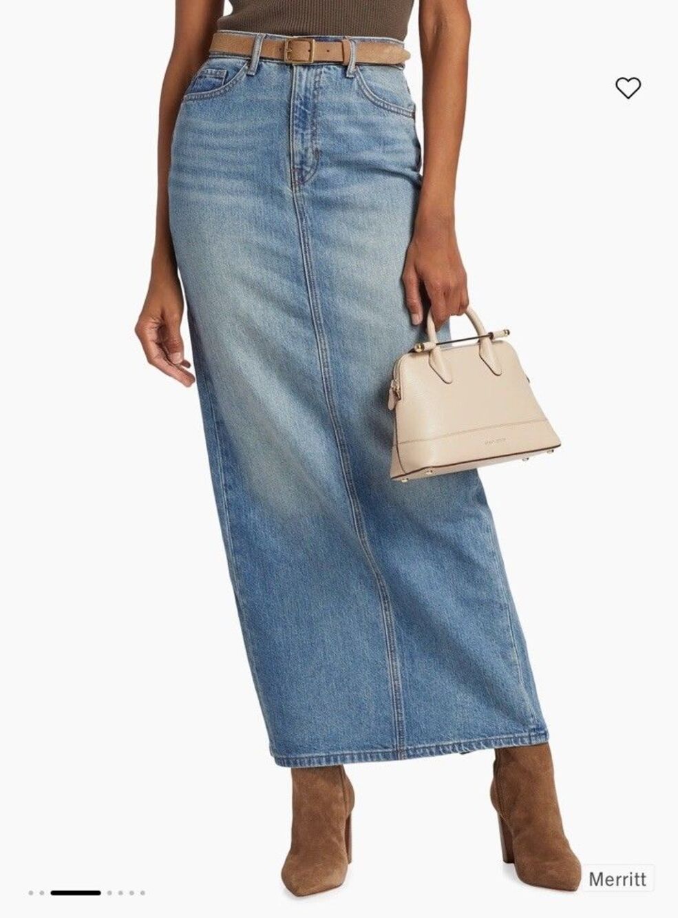 Reformation Daria Ultra High Rise Denim Maxi Skirt Size 28 Medium Wash